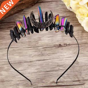 Natural Crystal Witch Crown Hair Accessories Multicolored Cr