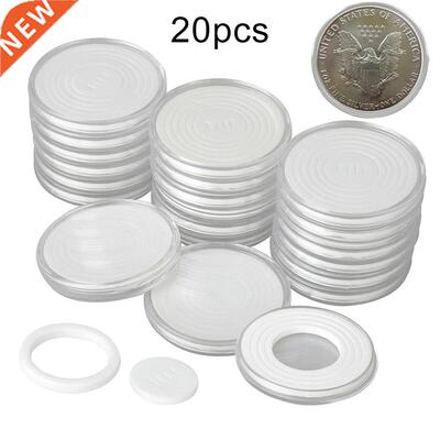 20Pcs 46mm Plastic Clear Round Coin Holder Capsule Protector