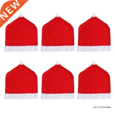 6 Pieces Fashion Santa Claus Red Hat Chair Xmas Kitchen