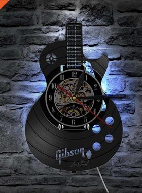 Acoustic Guitar Wall Clock Musical Instrument Home Interior