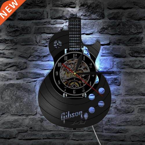 Acoustic Guitar Wall Clock Musical Instrument Home Interior
