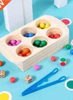 Wooden bead color classification box game early childhood e