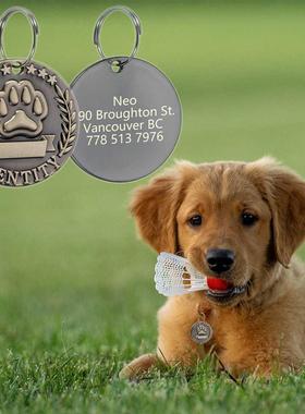 Customizable Engraved Pets ID Tag for Dog Cat Bronze Namepla