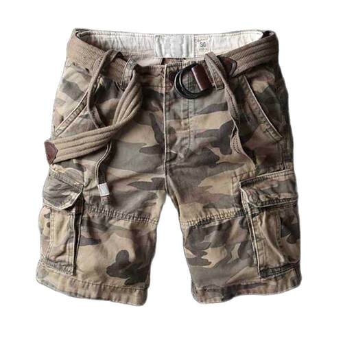 Retro Military Camo Cargo Shorts Men Casual Army Style Beach