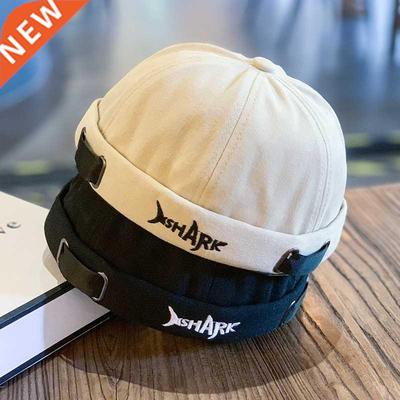 New Fashion Men's Women's Cotton Beanies Letter Shark Embroi