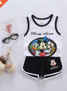 Summer Cartoon Mickey Mouse Donald Kids Boy Clothes Sleevele