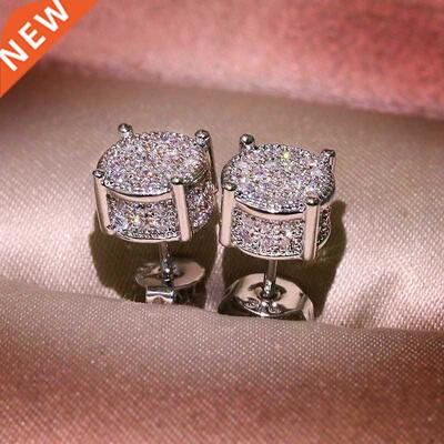 Luxury Female Round Zircon Cryal Earrings Women Fashion Si