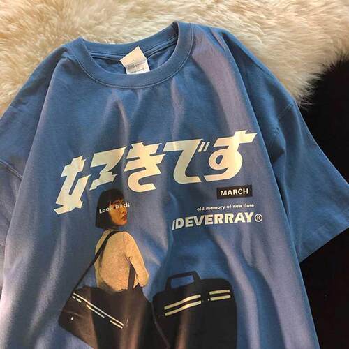 Hip Hop Streetwear Harajuku T Shirt Girl Japanese Kanji Prin