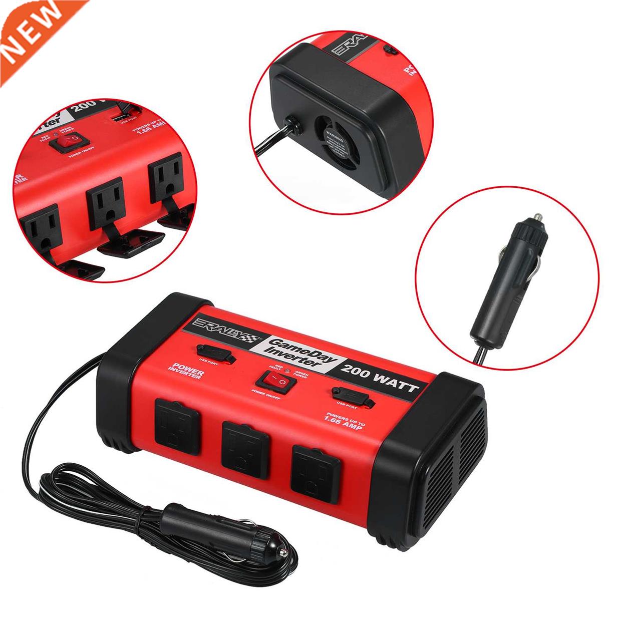 200W Car Power Inverter DC 12V to 110V Modified Sine Wave Co