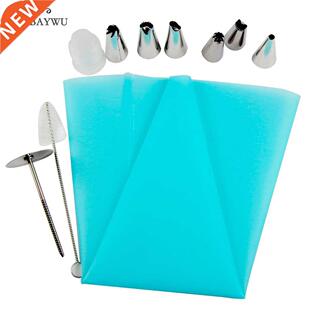 10PC/SET Silicone DIY Icing Piping Cream Pastry Bag+6 Cake