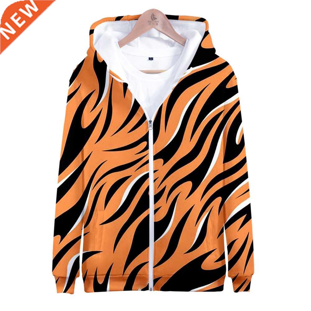 tiger stripe 3D Fit Hoodie Zipper Fashion nd Hoodie Sweatsh