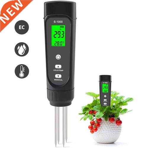 Soil EC Meter 3-In-1 Multipurpose Moisture Tester with ATC,