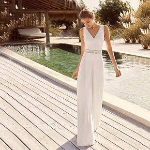 New Ivory A-Line Pant Suit Wedding Dresses Vestido De Novia