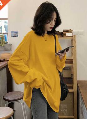 spring autumn Solid Simple oversized tshirt harajuku long T