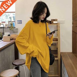 spring autumn Solid Simple oversized tshirt harajuku long T