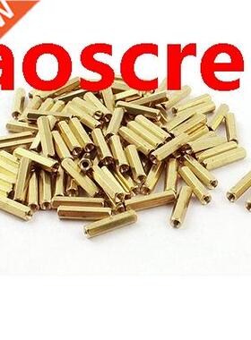100 Pcs M3 x 20mm Female Thre Gold Tone Brass Hexagonal St