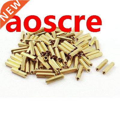 100 Pcs M3 x 20mm Female Thre Gold Tone Brass Hexagonal St
