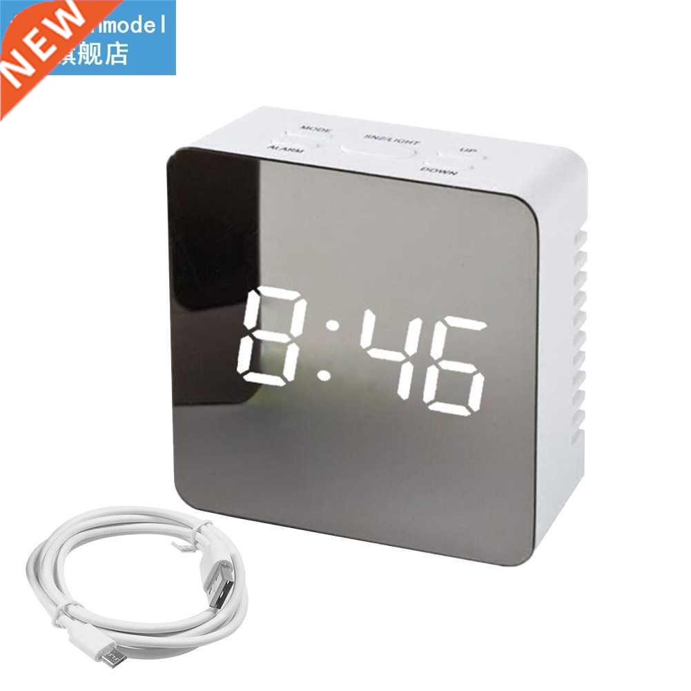 Bedroom Digital 5 Buttons LED Mirror Alarm Clock Electronic