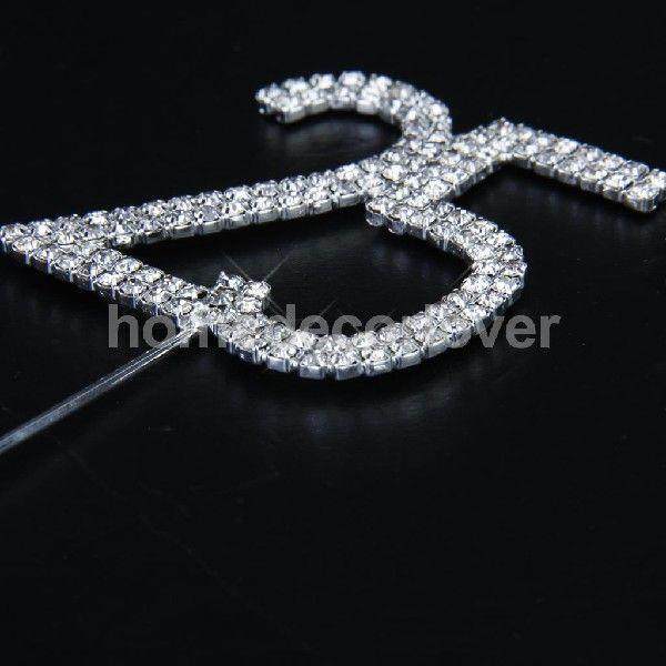silver crystal rhinestone 25th birthday wedding anniversary