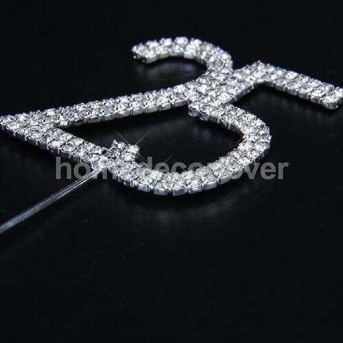 Silver Crystal Rhinestone 25th Birthday wedding Anniversary