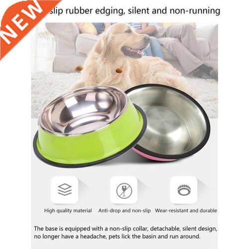 3 Pcs Dog Bowl Stainless Steel Dog Bowl with Rubber Base Non