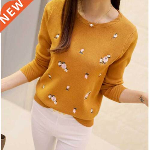 Newe yle Womens Pullovers Beautiful Flowers Embroidery L