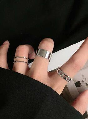 LATS Punk Metal Geometry Circular Punk Rings Set Opening Ind