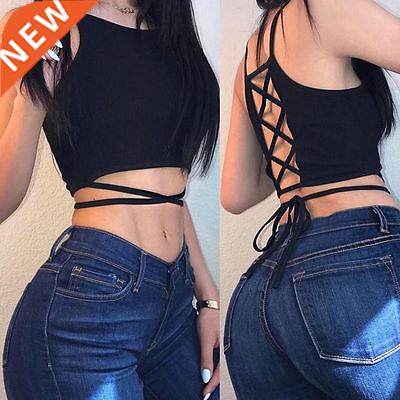 Women's Casual Skinny Crop Tops Vest Tank Tops Short Blouse