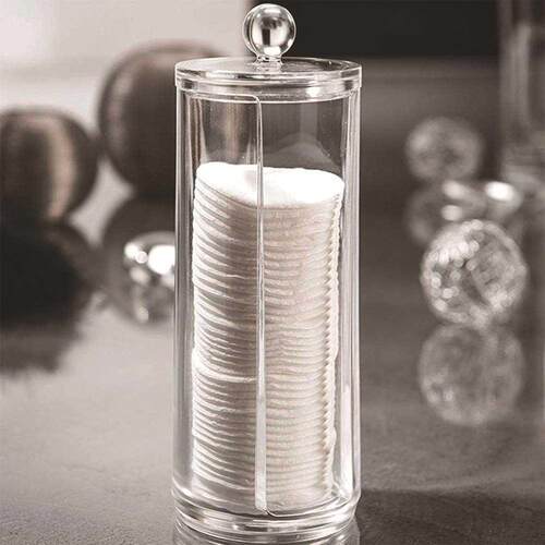Acrylic Makeup Cotton Pads Box Large Transparent Round Cosme