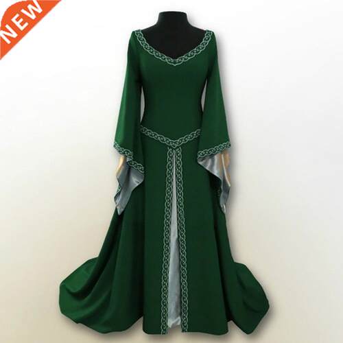 Long-sleeved embroidered lady's Christmas dress万圣节连衣裙