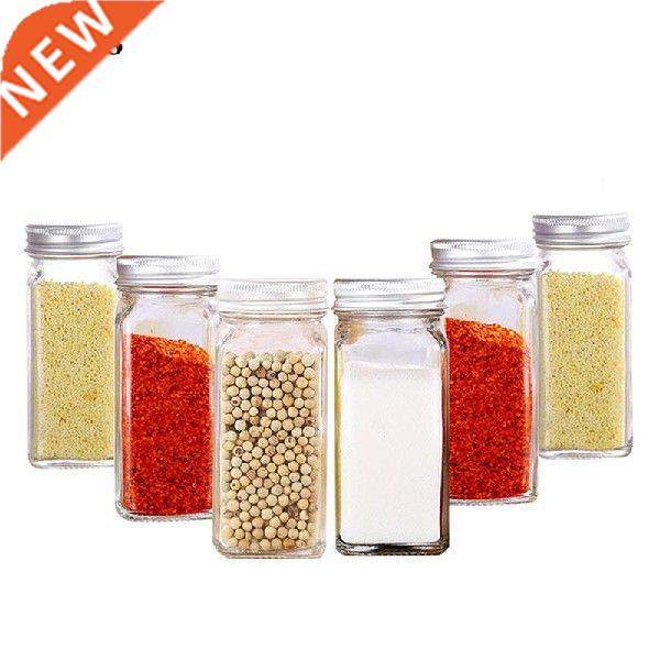 6pcs/set Seasoning Bottle Spice Jars Glass Spice Tins Spice