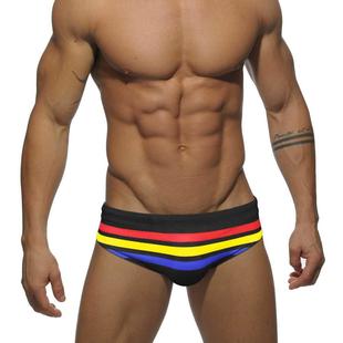 Sexy Men's Swimwear Bikini Pad Rainbow Striped Swimming Surf