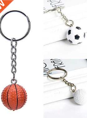 1Pcs Football Basketball Golf ball Pendant Keyring Sports me