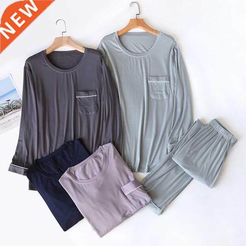 Fdfklak Modal Long Sleeve Pajamas For Men Lounge Sleepwear S