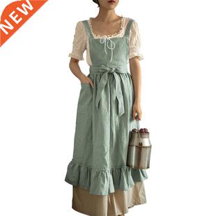 2021 New Retro Medieval Cotton Linen Cooking Kitchen Aprons