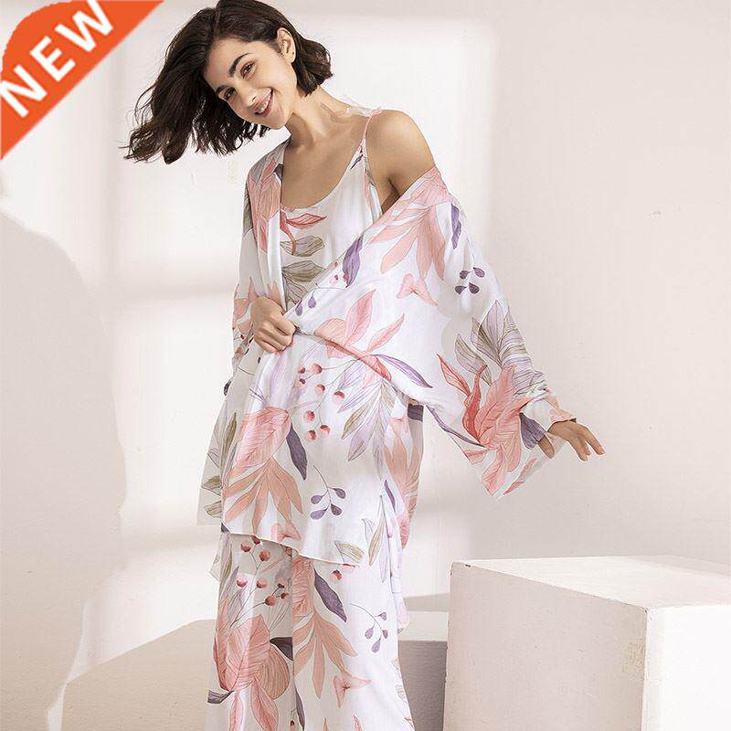 HOT SLING 3Pcs Soft Pajama Set For SPRING & FL Ladies Sl