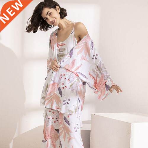 HOT SLING 3Pcs Soft Pajama Set For SPRING & FL Ladies Sl