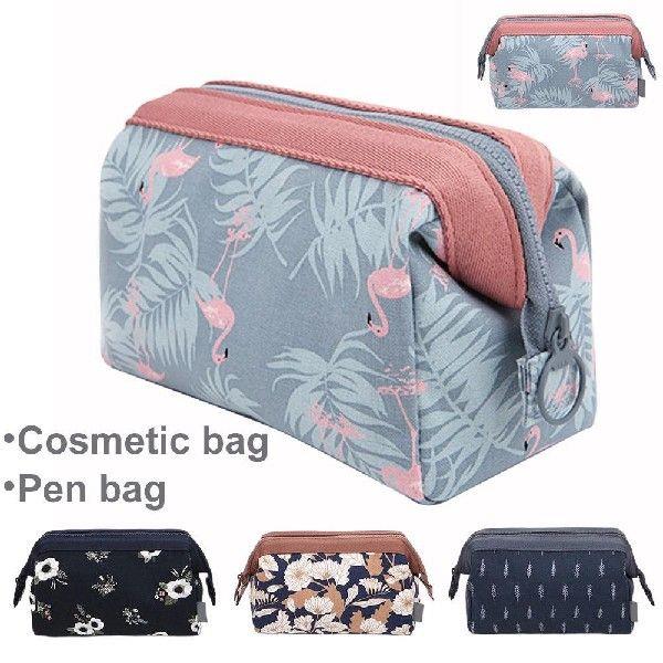 Polyester Zipper Makeup Brush Bag Flower/Flamingo/Leaf
