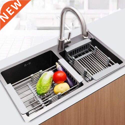 Steel Adjustable Dish Drying Rack Telescopic Filter Basket