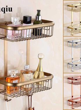 Bathroom Corner Shelf Soap Hol Dual Tier Brass Gold/Chro