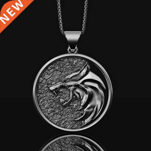 Witcher Geralt Of Rivia Medallion Wolf Necklace Metal Slavic