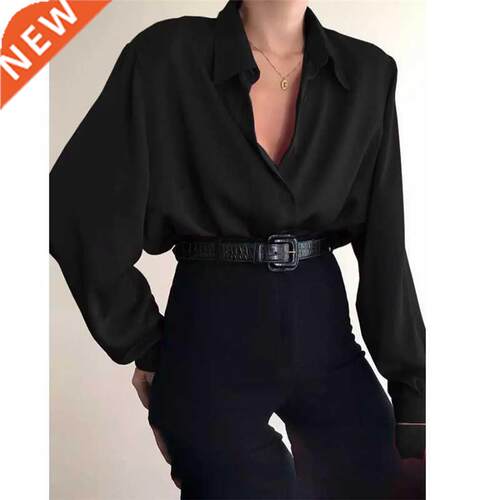 New Fashion Autumn Women Blouse Shirt Lapel Long Sleeve Soli