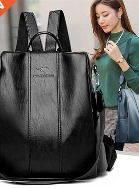 Anti-theft leather backpack women vintage shoulder bag ladie