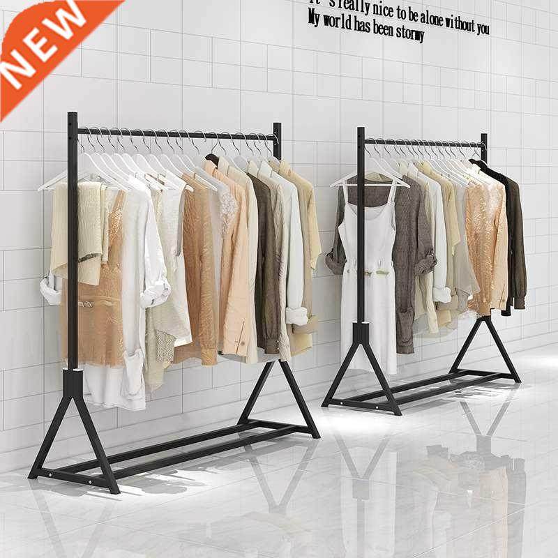 -Clothing store display rack floor hangers仿木色挂衣架