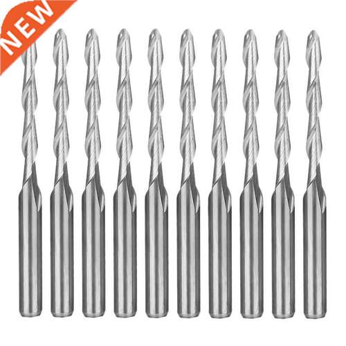 10Pcs CNC Router Bit 2mm Ball Nose End Mill 2-Flute Spiral U