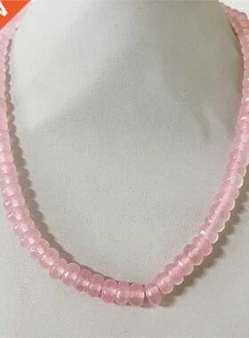 5*8MM Fceted Pink Qurtz Necklce Vintge Nturl Stone Jew