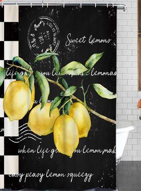 Frm Fruit Lemon Lttice Shower Curtin Polyester Fbric