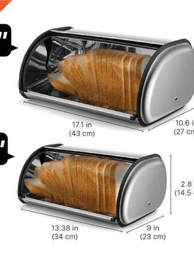 Storage-Bin Bread-Box-Holder Pastrie Keeper Stainless-Steel