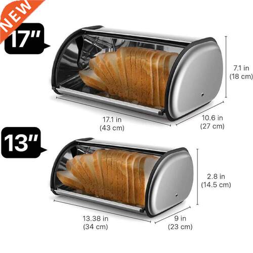 Storage-Bin Bread-Box-Holder Pastrie Keeper Stainless-Steel