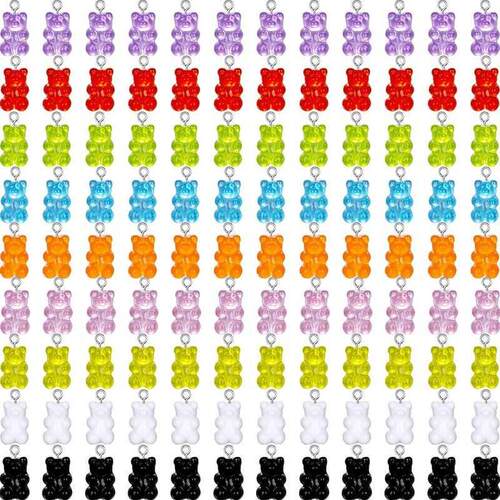 50Pcs Crystal Candy Bear Pendant Charms for Necklace Bracele